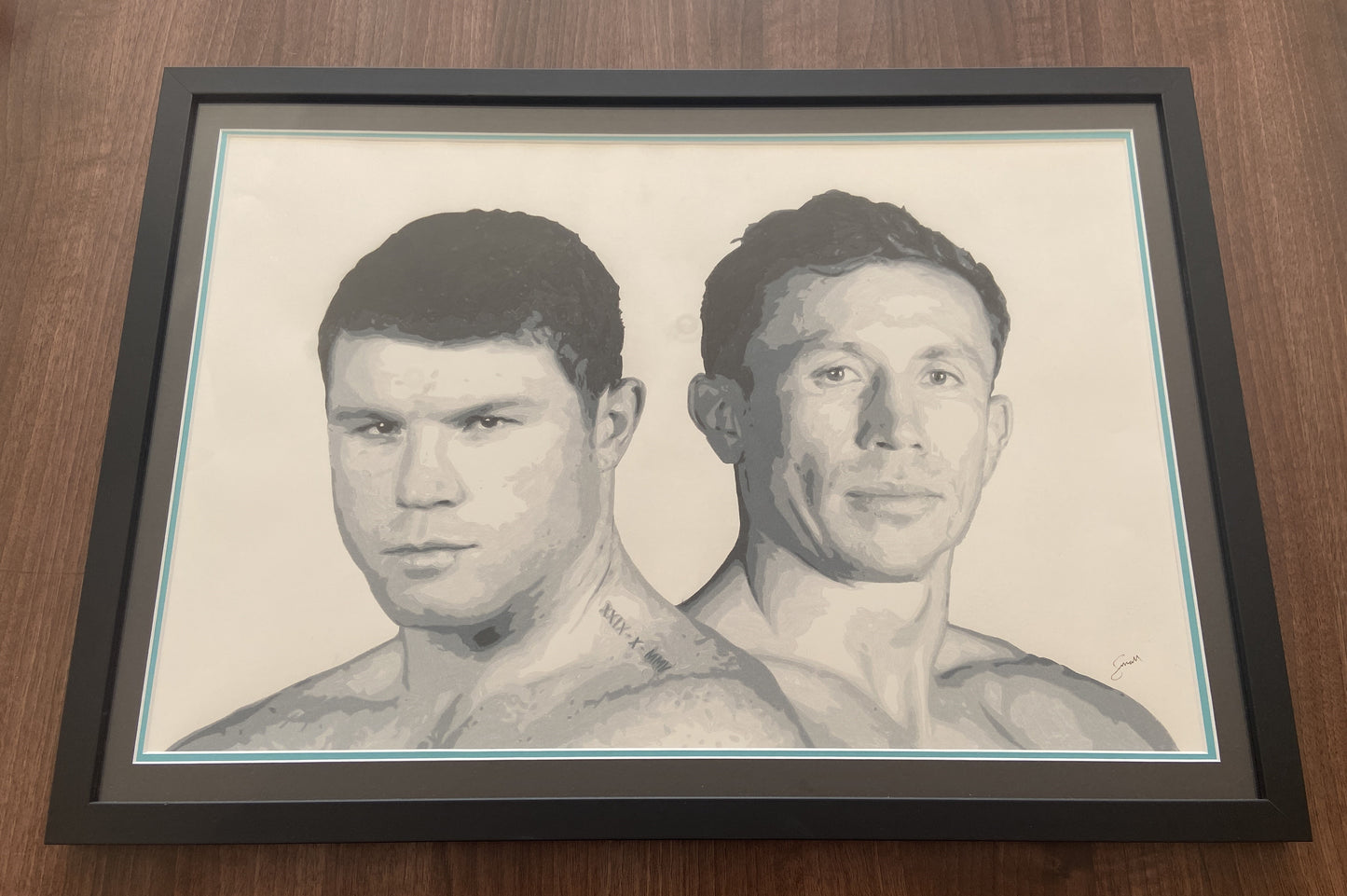 "Canelo vs Golovkin" - Original Framed Pencil Sketch