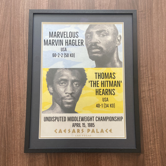 "Hagler vs Hearns Poster" - Original Framed Pencil Sketch