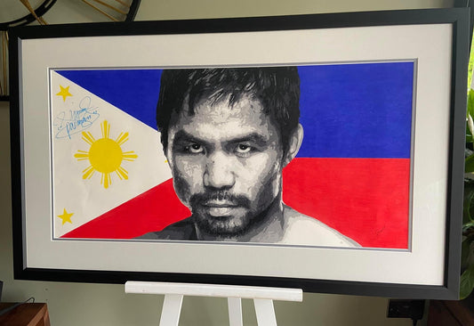 "Pacquiao" - Original Signed Framed Pencil Sketch