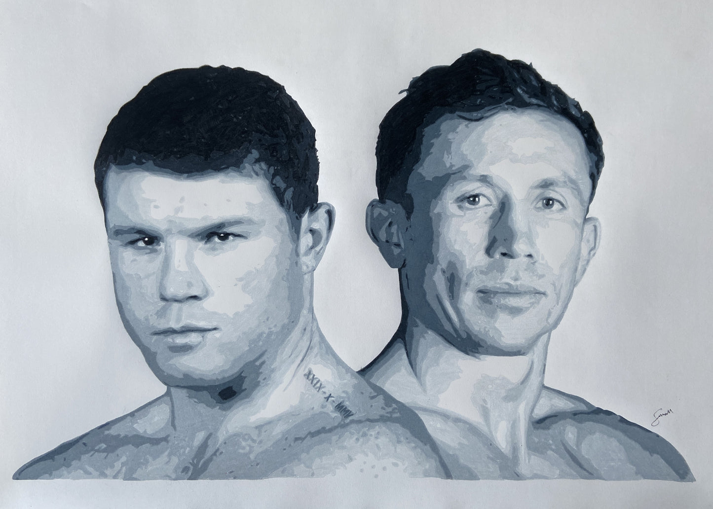 "Canelo vs Golovkin" - Original Framed Pencil Sketch