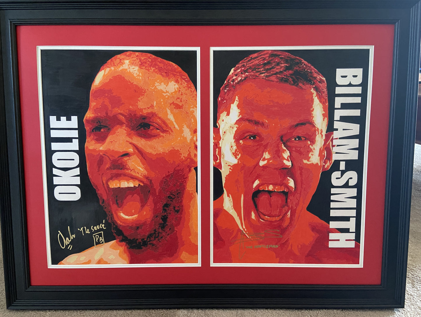 "Okolie vs Billam-Smith" - Dual Signed Original Framed Pencil Sketch